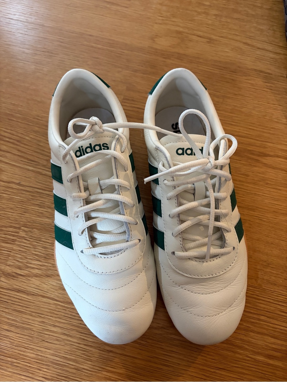 adidas White Sneakers with Green Stripes - Classic Lace-Up